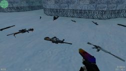 Вид на оружие на земле с обновленными скинами